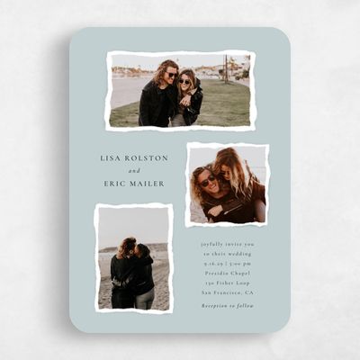 Blue Rounded Wedding Invitation - Jayden Multiphoto