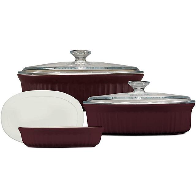CorningWare 6-Piece Stoneware Bakeware Sets With Glass Lids, Includes 2.5 QT, 1.5 QT, 15 OZ Baking Dishes | Preheated Oven, Microwave, Freezer, Fridge & Dishwasher Safe, BPA Free, French Cabernet