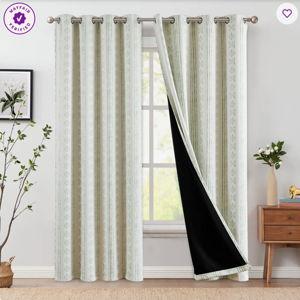 Ayani Blackout Boho Curtains Bedroom Curtain Pair (Set of 2) - Sage/Beige, 52" W x 84" L