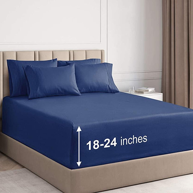 Extra Deep Pocket Sheets - 6 Piece Sheet Set - Full Sheets Deep Pocket - Extra Deep Pocket Full Sheets - Deep Fitted Sheet Set - Extra Deep Pocket Full Size Sheets - Easily Fits Extra Deep Mattresses