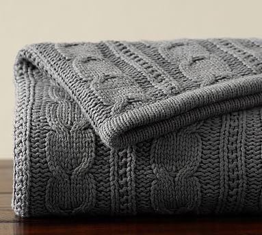 Cozy Cable Knit Throw, 50 x 60", Flagstone Gray