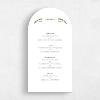 Pink Arch Wedding Menu - Pemberton