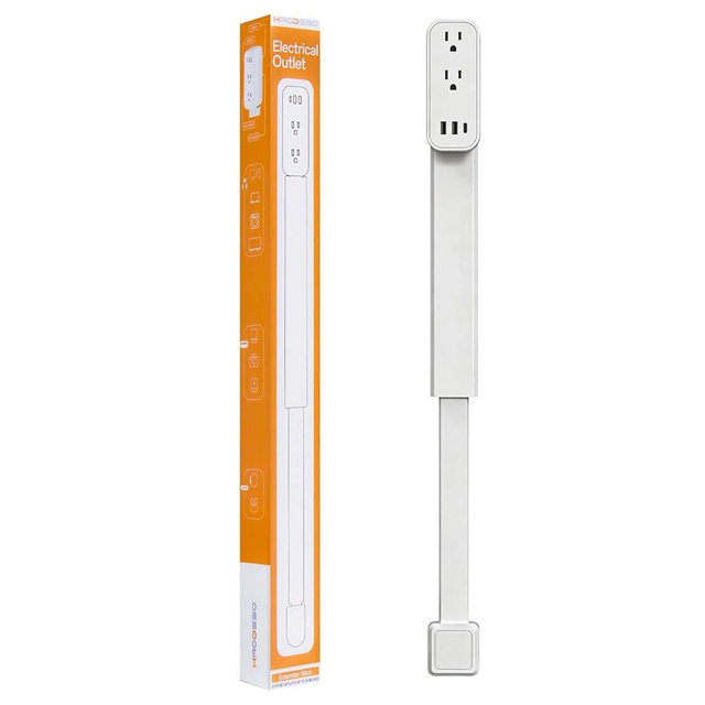 Outlet Extender Stick - Features USB-A, USB-C and 2 AC Outlets, Extends 17.5"-29.1", Rotates 360° Access Hard-to-Reach Outlets, Wall Plug Power Socket Expander Nightstands, Sofa, Desks and More