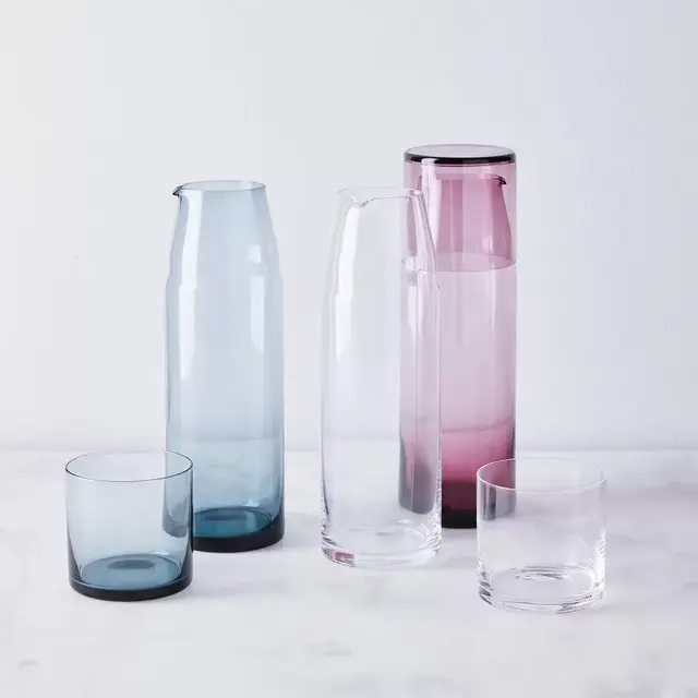 Clear Hand Blown Japanese Bedside Carafe & Glass Set
