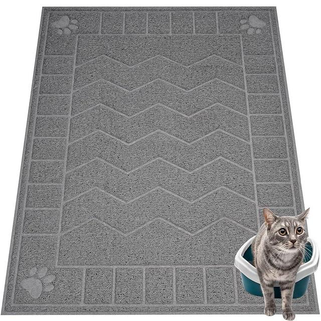 Motsamla Cat Litter Mat, Litter Trapping Mat Soft on Kitty Paws, 47" x 35" Kitten Litter Box Mat for Cleaner Floors, Waterproof, Easy Clean, Durable XL Large Size Cat Litter Pad for Kitten.