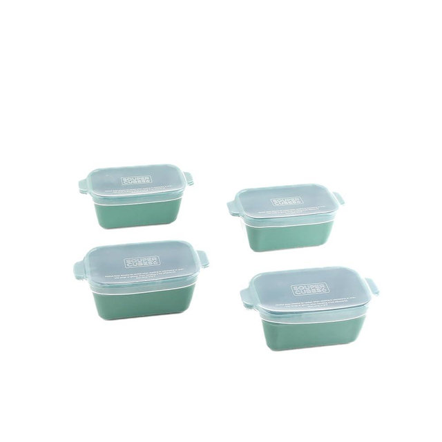 Souper Cubes Stoneware 2.0-5" x 3" Baking Dishes for Oven, Made in USA, Premium Mini Ceramic Baking Dishes with Silicone Covers for Individual Portions, Set of 4 - Kale