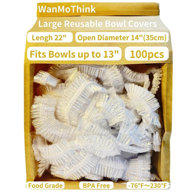 WanMoThink 100 Bowl Covers Bread Proofing Extra Large Shower Cap Plastic Wrap for Food Sourdough Bread Baking Supplies Rising Elastic Reusable Sourdough Tools Banneton Covers Outdoor Fresh Keeping Bag