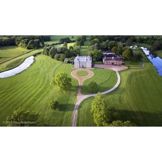 Aerial view of Stanford Hall, our venue.