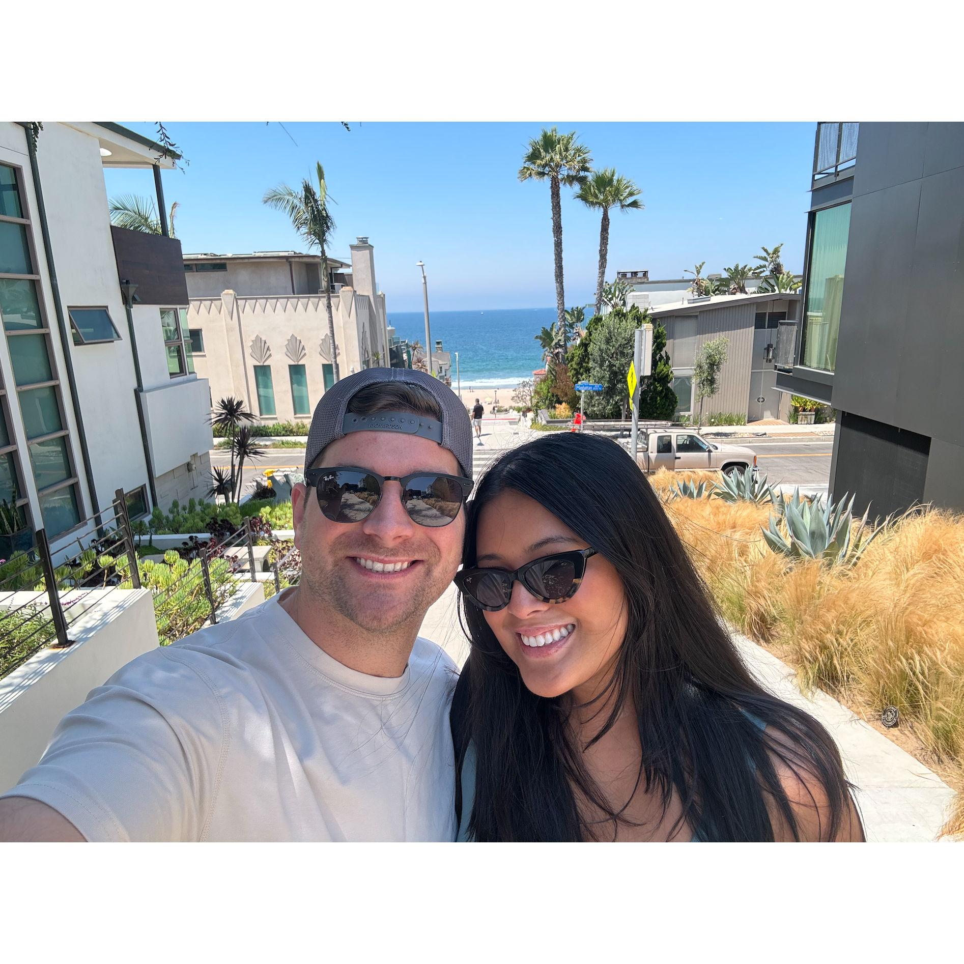The weekend before we got engaged, we had our final date as boyfriend/girlfriend and grabbed a morning coffee while walking along the beach in Manhattan Beach, one of our favorites.