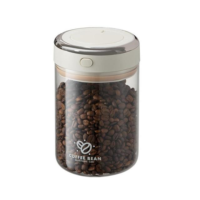 IRCtek Coffee Bean Storage Container with One-way Valve Airtight Lid Date Tracker for Coffee and More Food Fresh and Storage, Clear Borosilicate Glass Coffee Canister(1.2 Qt - 13.1 OZ)