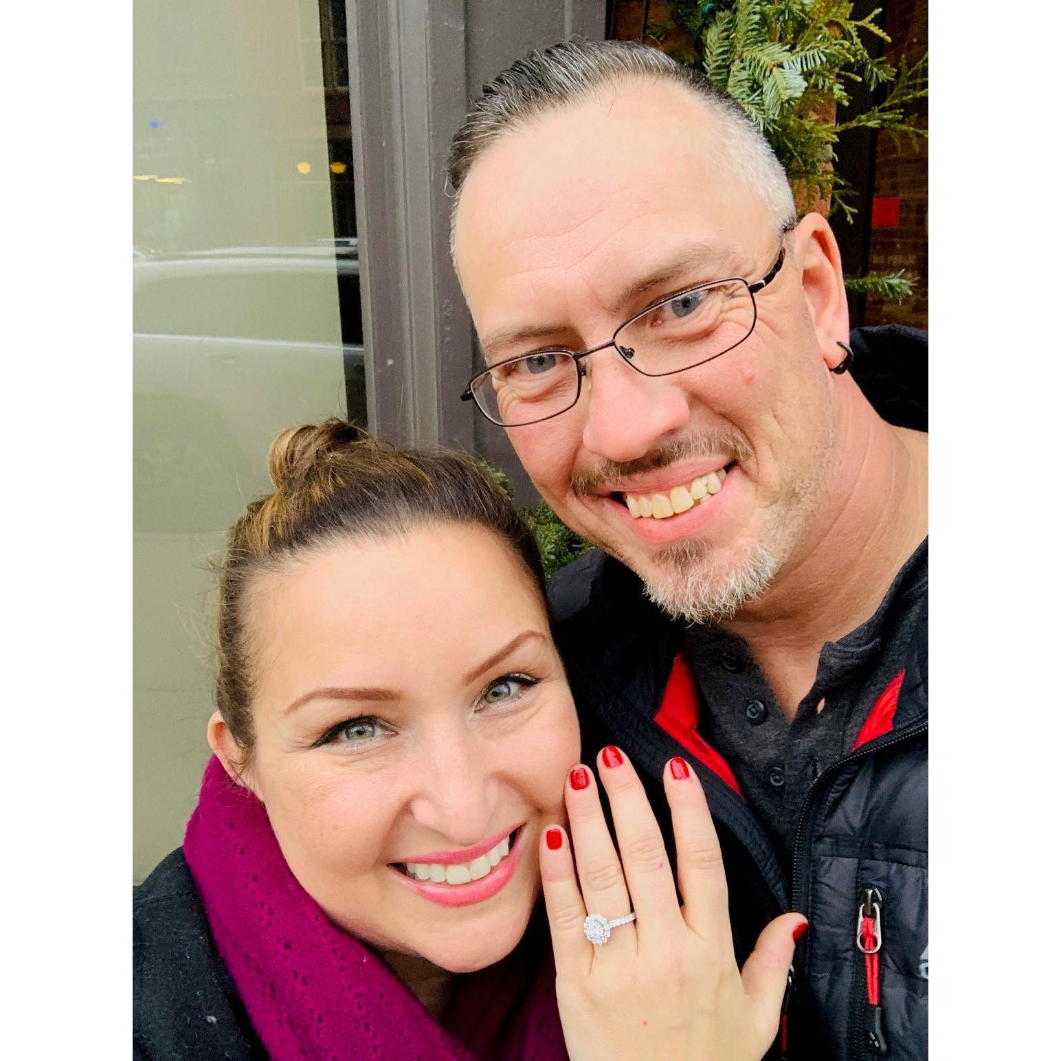 He popped the question (in our kitchen lol) and off we went to celebrate with lunch and champagne!!!!