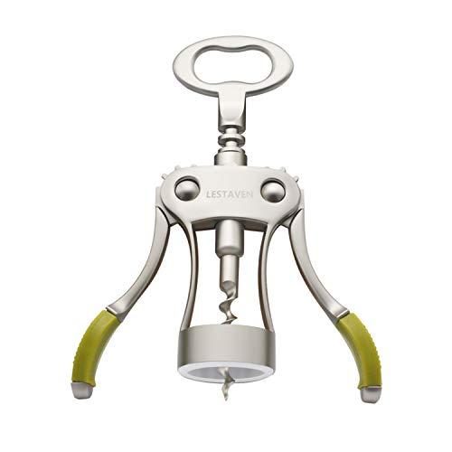 LESTAVEN Stainless Steel Wing Corkscrew Wine Opener, Waiters Corkscrew Cork and Beer Cap Bottles Opener Remover, Used in Kitchen Restaurant Chateau and Bars