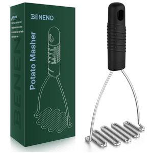 Beneno Stainless Steel Wire Potato Masher, Heavy Duty Sturdy Easy Grip Masher Kitchen Tools with Non-Slip Soft Rubber Handle, Effortless Mashing Tool for Potatoes, Avocados, Dishwasher Safe, Rustproof