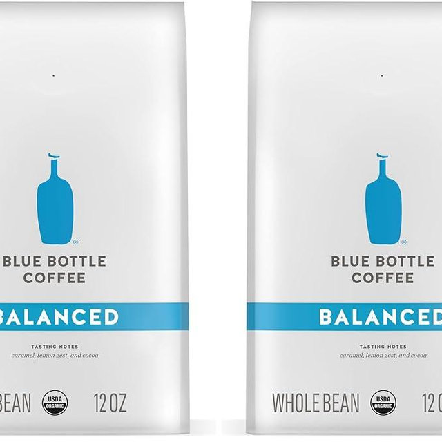 Blue Bottle Whole Bean Organic Coffee, Balanced, Medium Roast, 12 Ounce bag (Pack of 2)