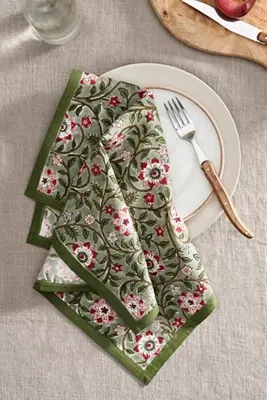 Roja Cotton Napkins, Set of 4 Green