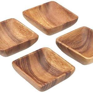 Acaciaware Square Sauce Bowls, Set of 4