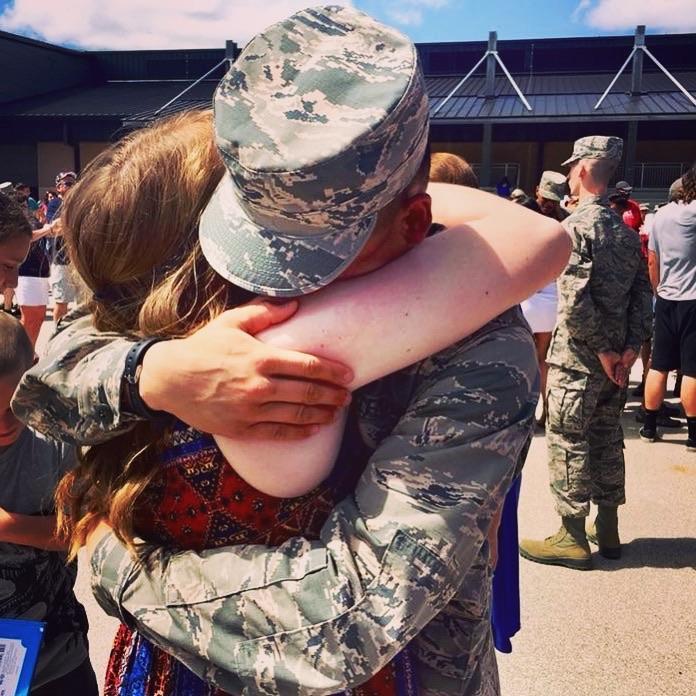 First hug after Basic Training