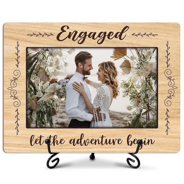 ukebobo Engagement Gifts for Couples, Wedding Picture Frame, Engaged Photo Frame, Wedding Gifts, Bridal Shower Gifts for Bride and Groom, Newlywed Anniversary Christmas Gifts, 8 x 6 Inches-369