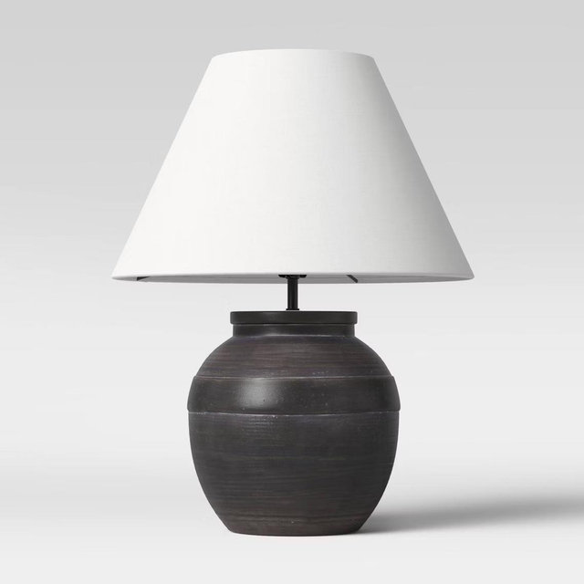 21.25"x17" Large Ceramic Table Lamp Black - Threshold™