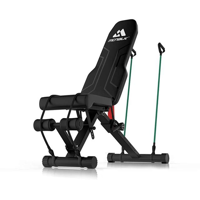 Weight Bench for Full Body Foldable Workout Bench 650lbs, MCNBLK Adjustable Workout Bench Press for Home Gym Strength Training Benches - Sit Up Bench Incline Decline Flat 8 Positions Resistance Bands