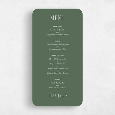 Green Rounded Wedding Menu - Cole