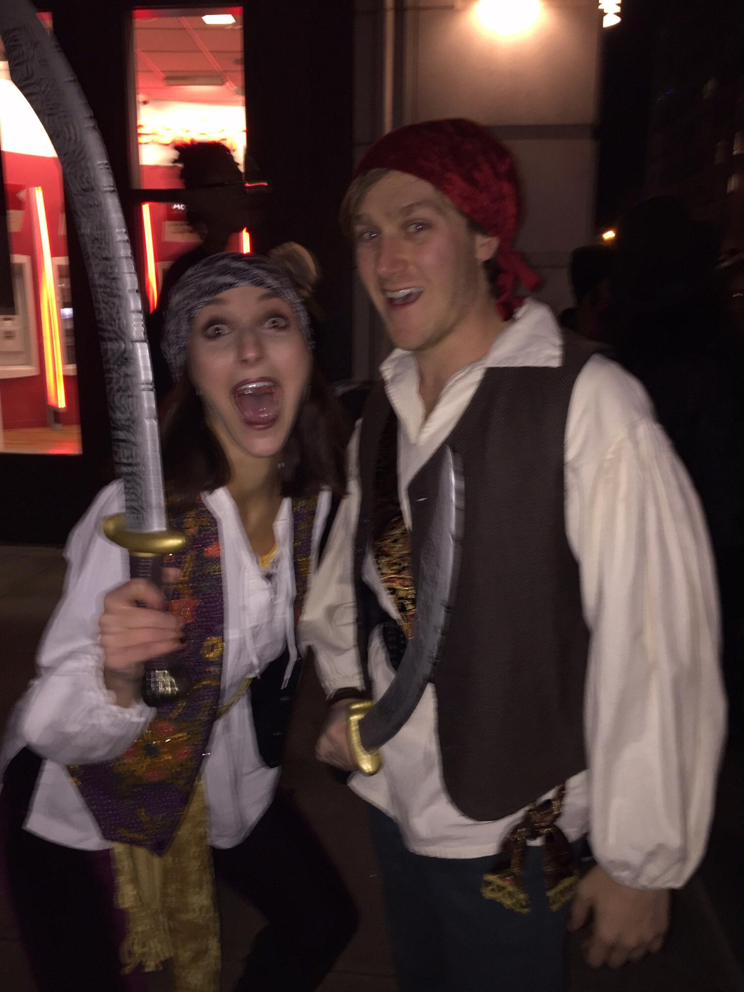 Watching the Halloween parade in the Village. Costumes courtesy of the groom's mom; photo courtesy of the maid of honor!