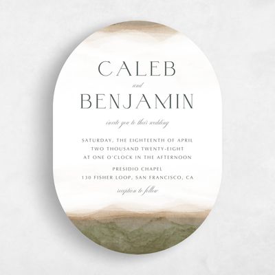 Brown Oval Wedding Invitation - Dew Portrait
