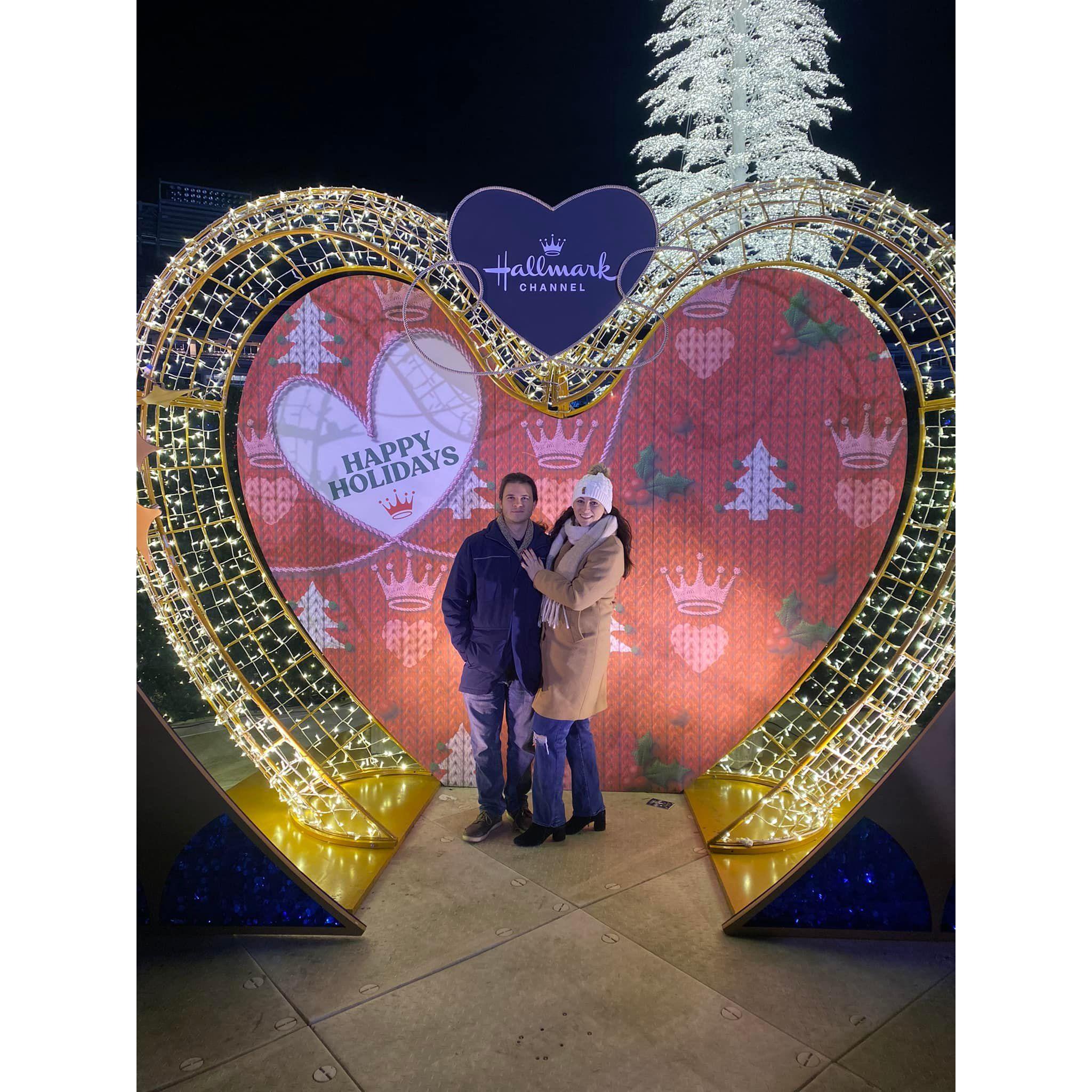 We took a brief pause from saving Christmas to take a cute little picture in the big Hallmark heart.