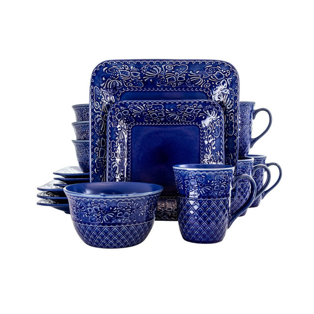 Elama Chiffon 16 Piece Square Dinnerware Set, Service for 4