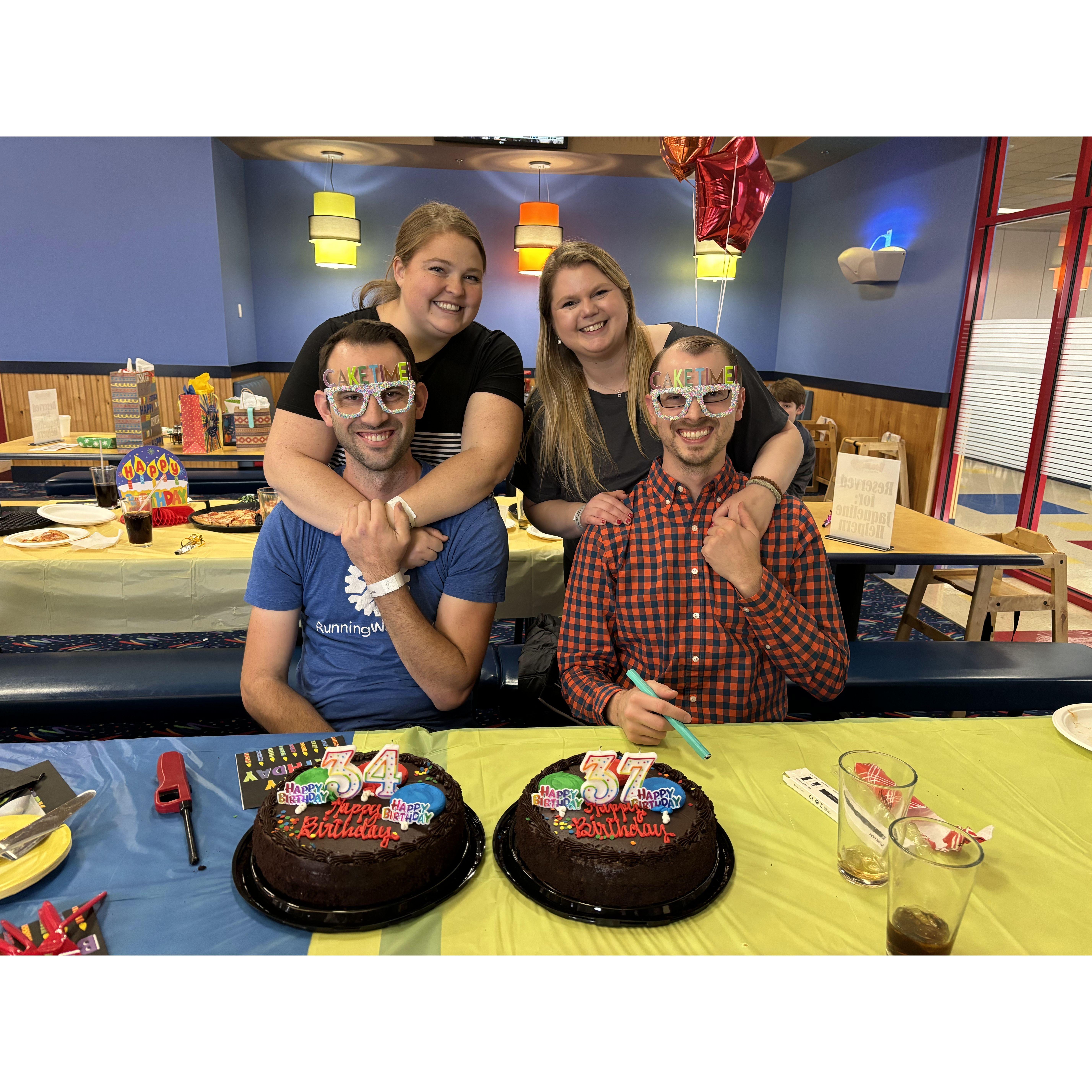Celebrating Adam and his brother Brady's birthdays.