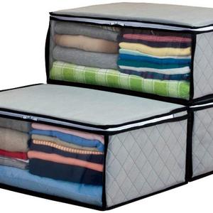 Storage Style - 1Storage Charcoal Fiber Clothing Organizer Bags, Breathable Material, 3pcs, Grey 171-01A