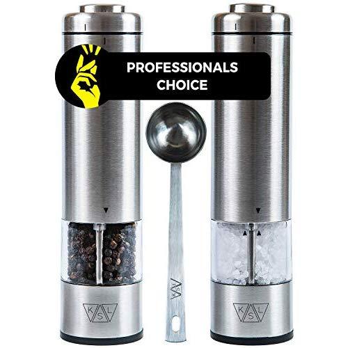 KSL Gravity Electric Salt and Pepper Grinder (Silver) - Battery