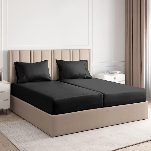 Split King Sheets for Adjustable Beds - Split King Adjustable Bed for Adjustable Mattress - Split King Sheet Sets for Adjustable Beds Deep Pocket - Deep Pocket Split King Sheets - Adjustable Sheets