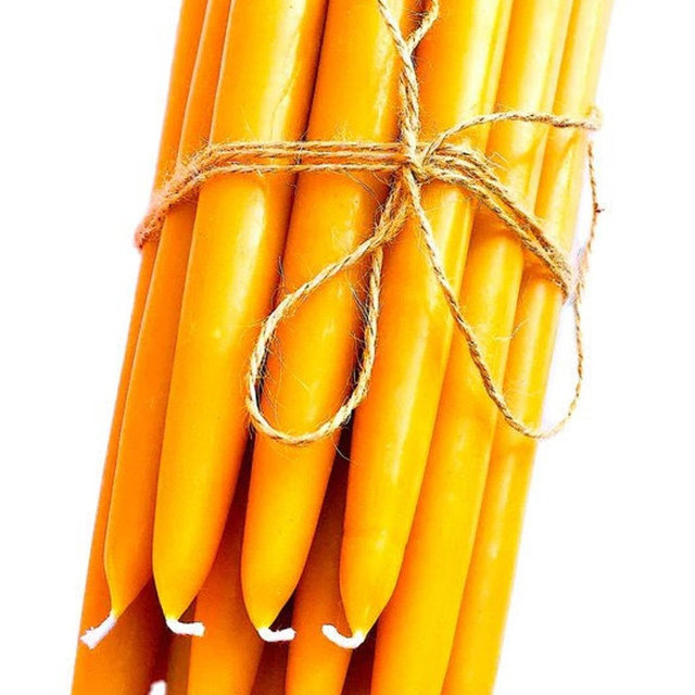 Pure Beeswax Taper Candles - Dipped Style...