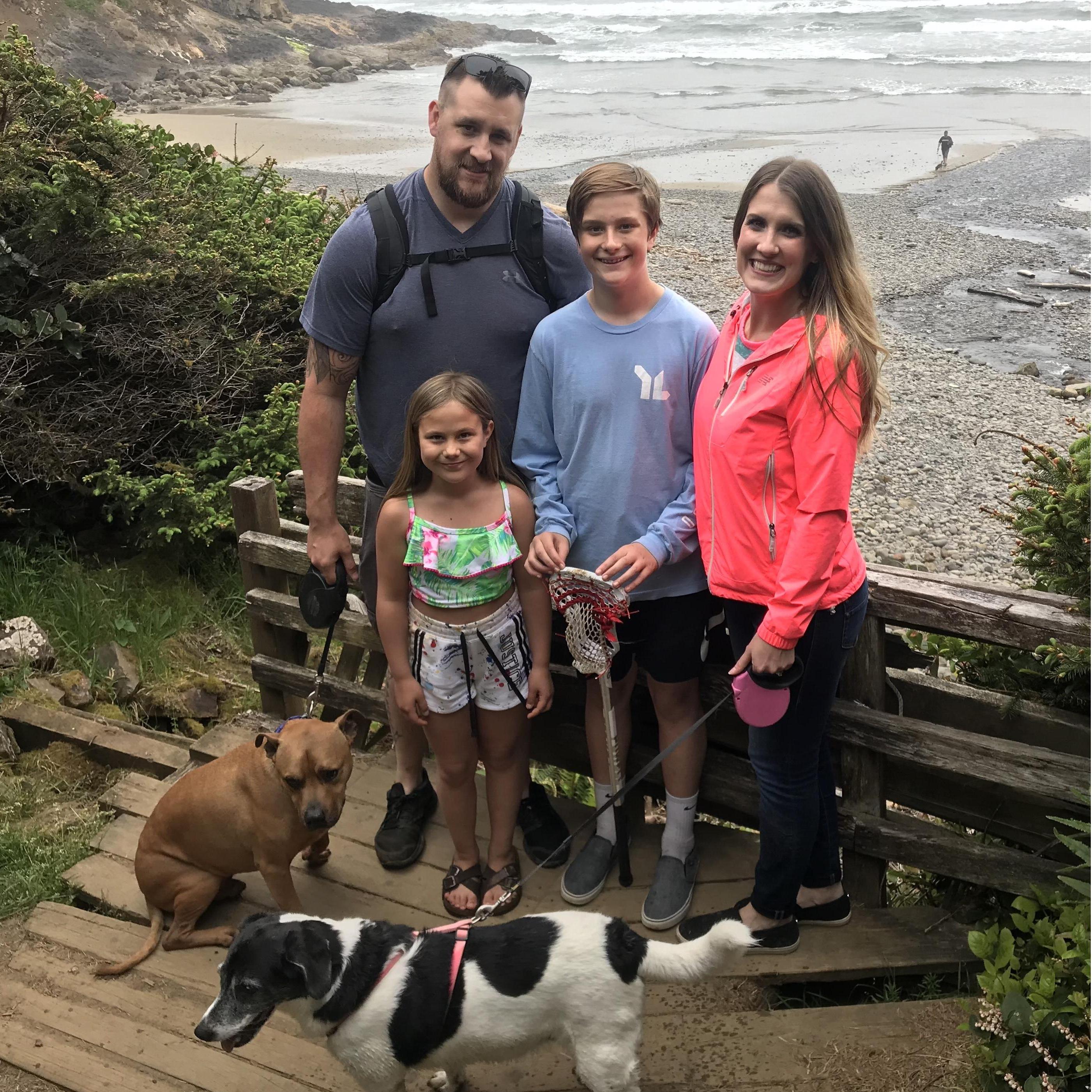 Beach trip with the kids, moments after we got engaged!