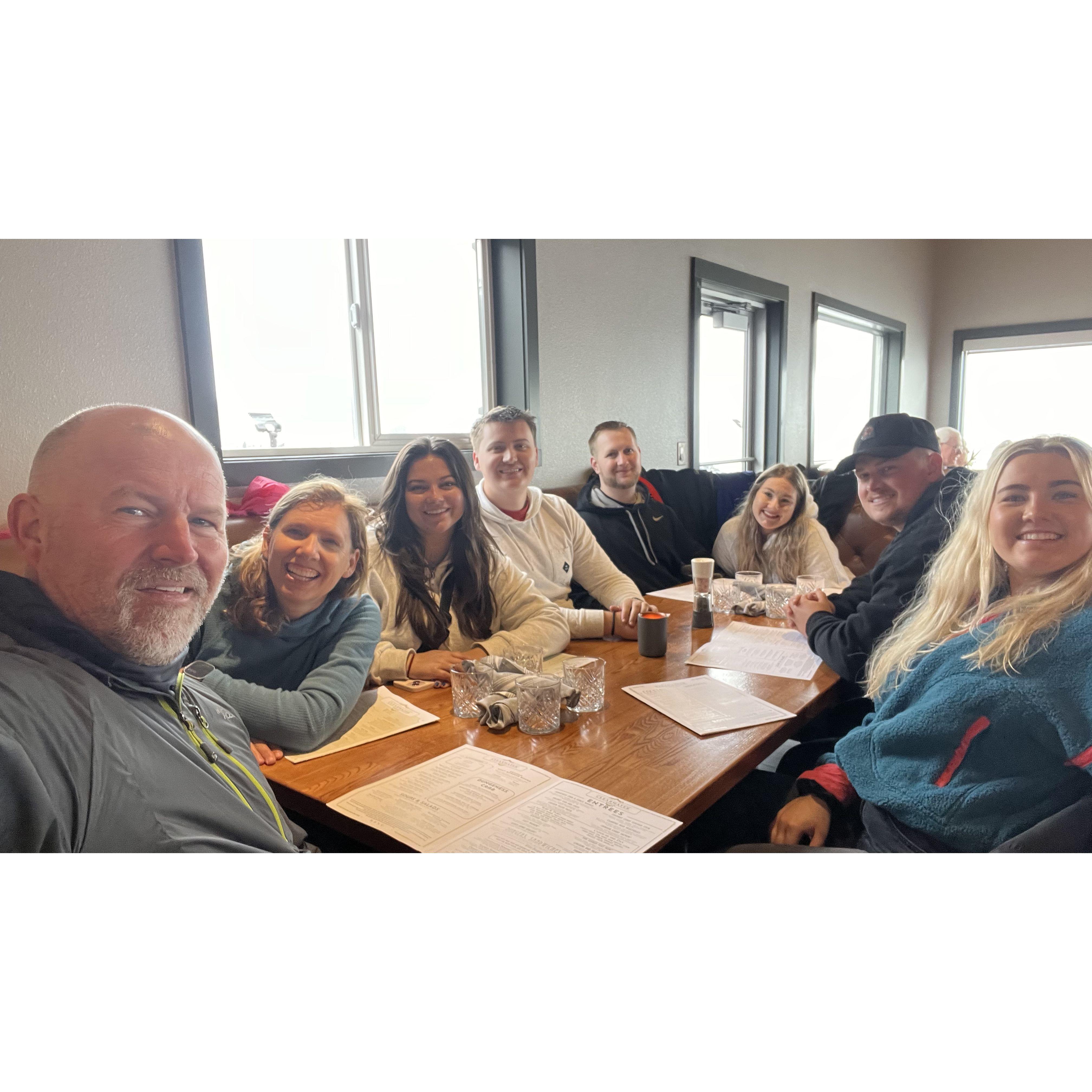 May 5th, 2024. Nick, Julie, Sam, Daniel, Luke, Hannah, Chris, and Rachel all eating lunch!