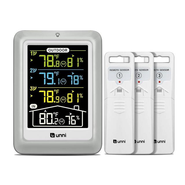 Indoor Outdoor Thermometer Wireless, 4.5 Inch Display Digital Hygrometer Thermometer Temperature Humidity Monitor with 330ft Range Sensor and Adjustable Backlight (Multi)