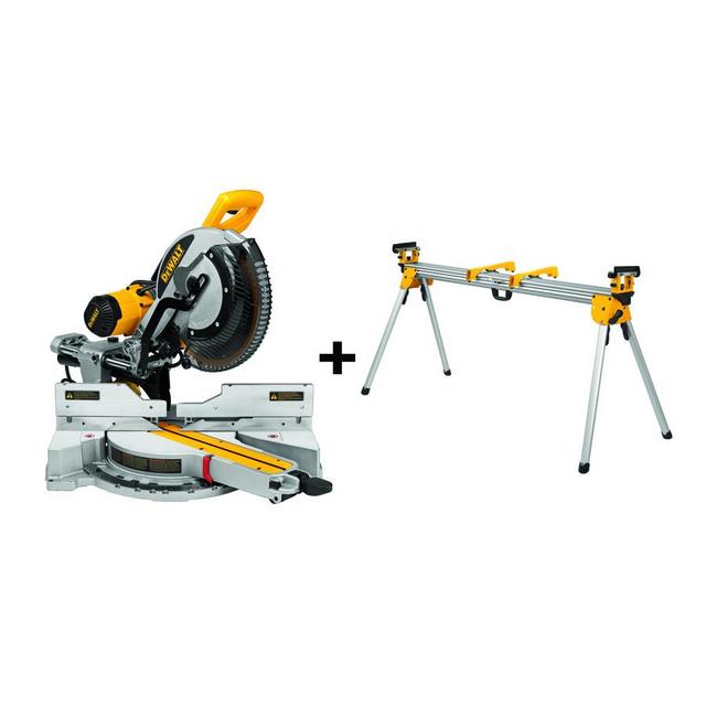 DEWALT 12-in 15-Amp Dual Bevel Sliding Compound Miter Saw with Free Stand
