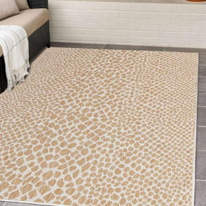 Unique Loom Outdoor Collection Area Rug - Cape Town (9' x 12' Rectangle, Dark Beige/Ivory)