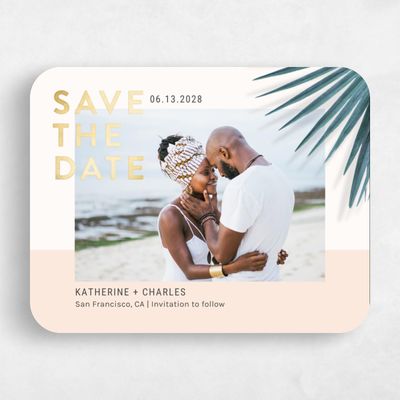 Green Rounded Wedding Save the Date - Escape Landscape