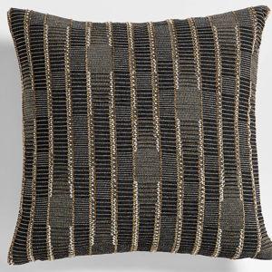 Modicum Stripe 23"x23" Deep Brown Throw Pillow Cover by Jeremiah Brent | Crate & Barrel
