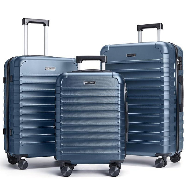 LIGHT FLIGHT Luggage Sets, 3 Piece Durable Suitcase Set with Spinner Wheels, 3 Pcs Hardside Lightweight luggage with TSA Lock, Large Checked Travel Suitcases, 20/24/28 Inch, Royal Blue