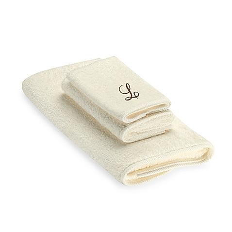 Avanti Premier Brown Script Monogram Letter "L" Fingertip Towel in Ivory