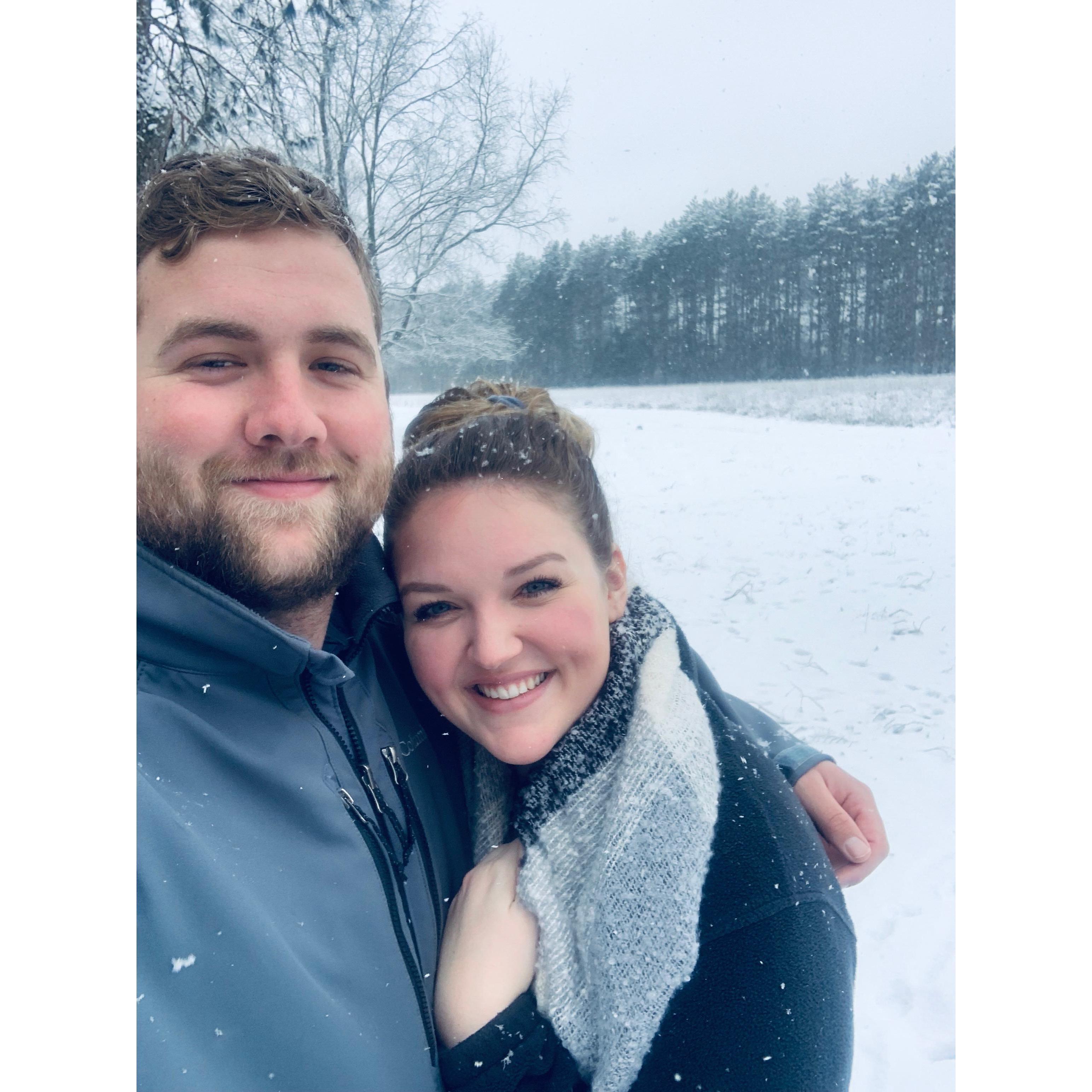 December 2018; Reed City, Michigan.
Winter in Michigan is no joke! Jordan and Sam were thrilled to bring in the new year together with a smooch at midnight. Hello 2019!
