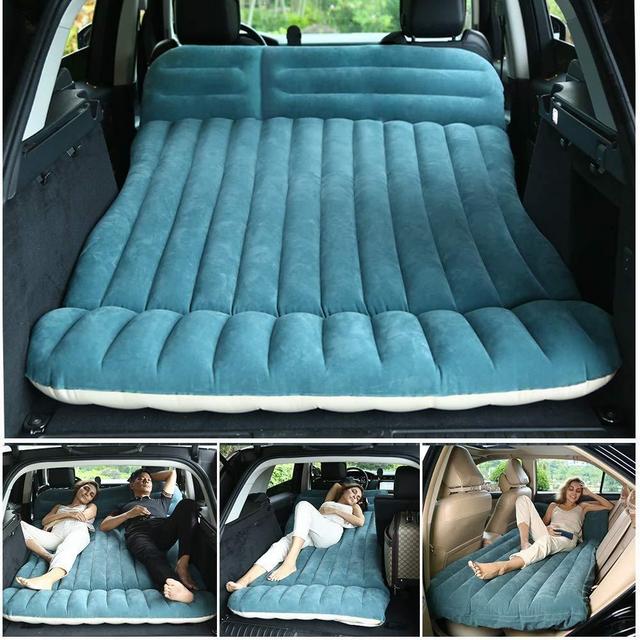 SUV Car Air Mattress, WEY&FLY Thickened and Lengthened Flocking Travel Mattress Camping Air Bed Dedicated Mobile Cushion Extended Outdoor Sleeping Blow Up Pad with 2 Piers for CAR MPV SUV