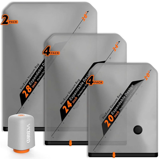 Rechargeable Wireless Pump Travel Storage Bags Set - 10 Pack Portable Space Saver Bags for Travel & Home - Vacuum Compression Packing Seal for Clothes, Blankets, Seasonal Storage