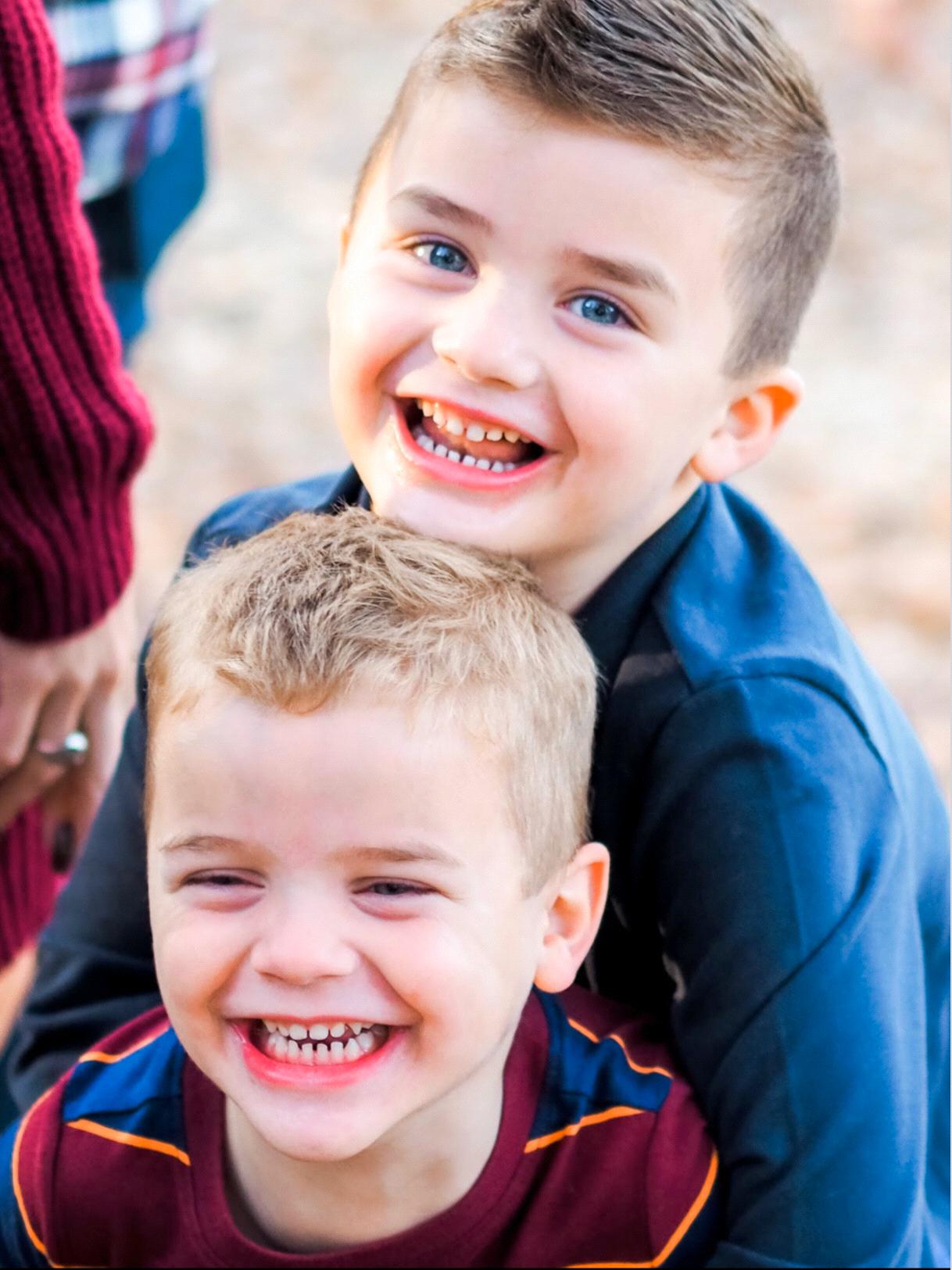 In this picture, Jackson (5) and Hudson (3). Love their smiles!
