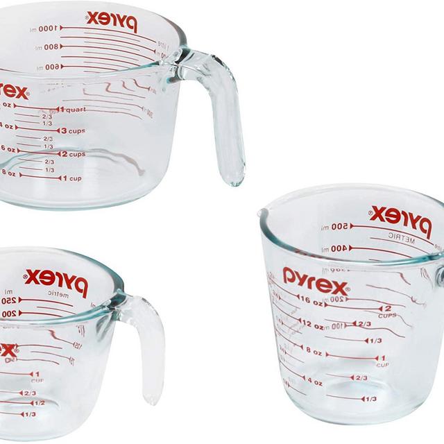 Glass Measuring Cup Set (3-Piece, Microwave and Oven Safe),Clear
