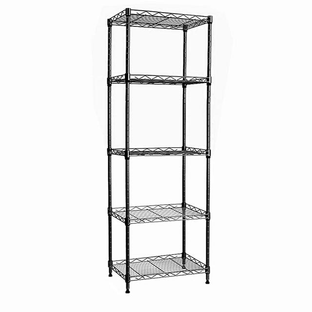 5-Wire Shelving Metal Storage Rack Adjustable Shelves, Standing Storage Shelf Units for Laundry Bathroom Kitchen Pantry Closet(Black)