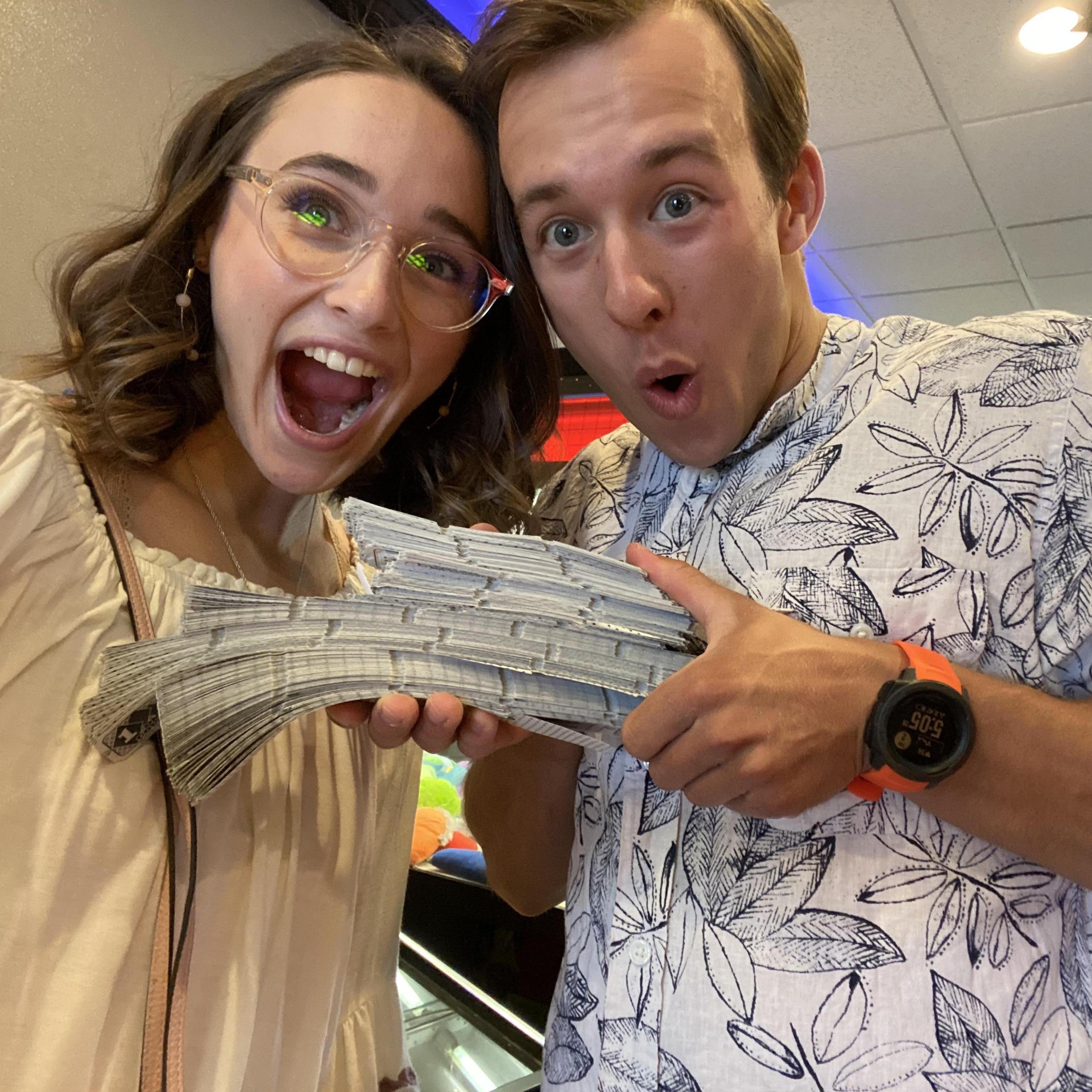 The one time we conquered the arcade in Billings and won 750 tickets! We walked away with a giant soccer ball and two suckers. One of our best accomplishments.